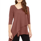 Blusa feminina Alfani com bainha assimétrica e manga 3/4, rosa, tamanho pequeno