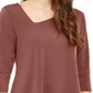 Blusa feminina Alfani com bainha assimétrica e manga 3/4, rosa, tamanho pequeno