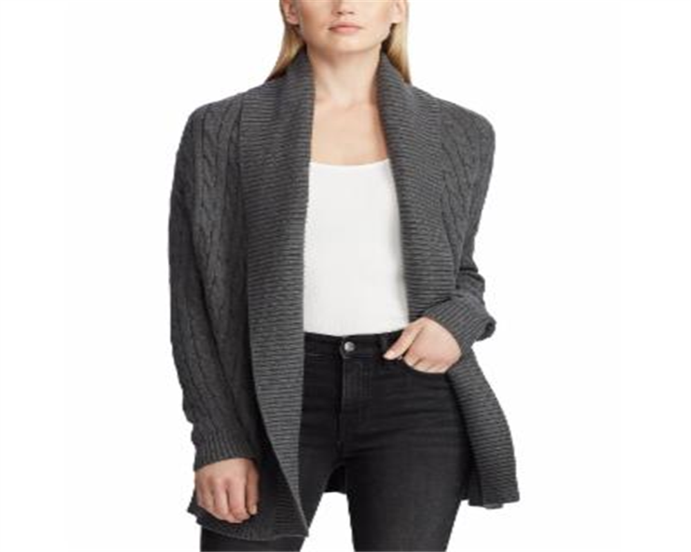 Cardigan Ralph Lauren Feminino de Tricô Xale Cinza Tamanho 34X16