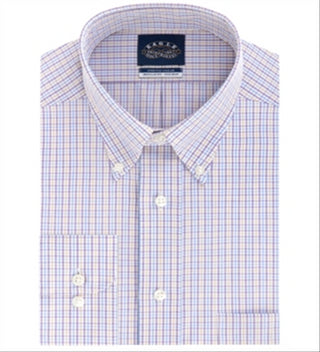 Eagle Men's Check Collared Dress Shirt Purple Size 18.5X36X37