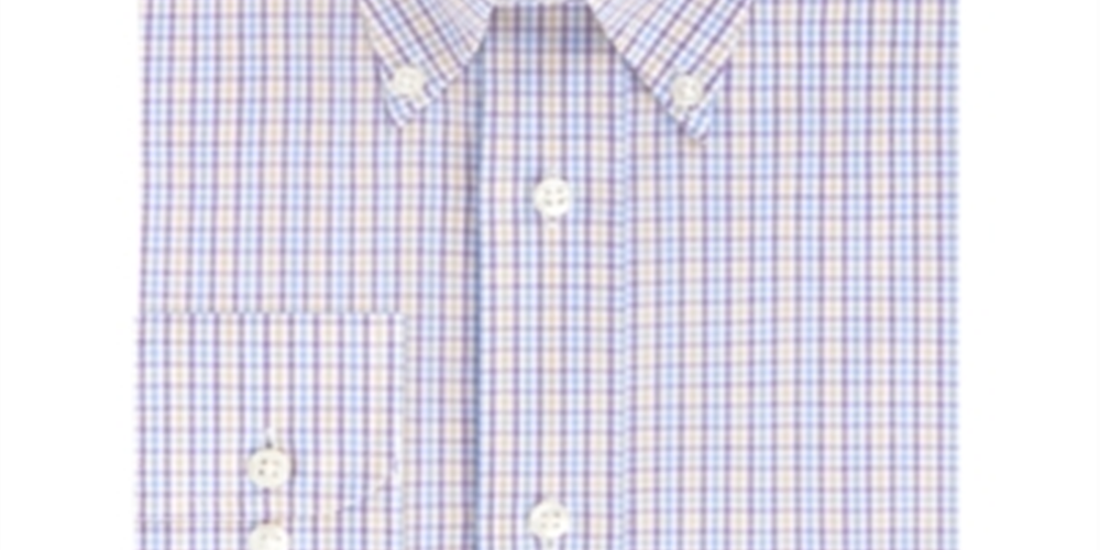 Camisa social masculina Eagle com gola xadrez roxa, tamanho 18,5 x 36 x 37
