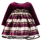 Vestido listrado de veludo jacquard da Bonnie Baby Girl, tamanho 12 meses, vermelho