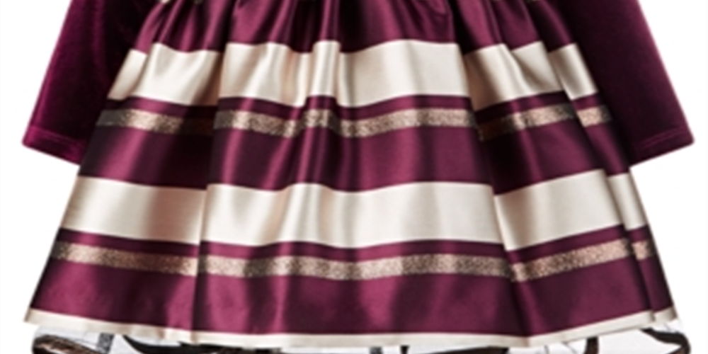 Vestido listrado de veludo jacquard da Bonnie Baby Girl, tamanho 12 meses, vermelho