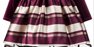 Vestido listrado de veludo jacquard da Bonnie Baby Girl, tamanho 12 meses, vermelho