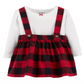 Body Infantil Carter's Menina Xadrez Body e Saia Xadrez Vermelha Tamanho 12MOS