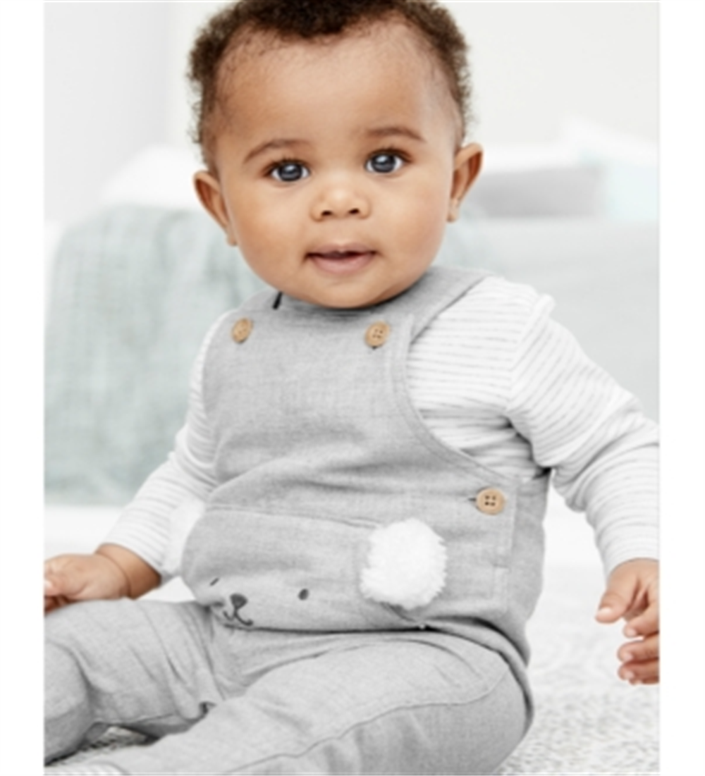 Conjunto de macacão e camiseta listrada Carter's Baby Boy, 2 peças, tamanho cinza, recém-nascido