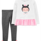 Conjunto de túnica e leggings Carter's Infant Girl's Cat Peplum e Pom Pom, branco, tamanho 12 MOS