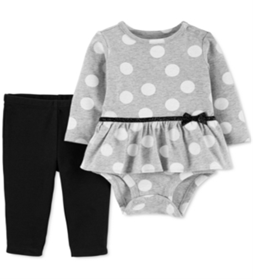 Conjunto de body Carter's Girl 2 peças cinza tamanho bebê recém-nascido