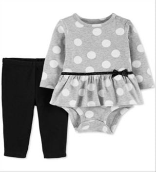 Conjunto de body Carter's Girl 2 peças cinza tamanho bebê recém-nascido