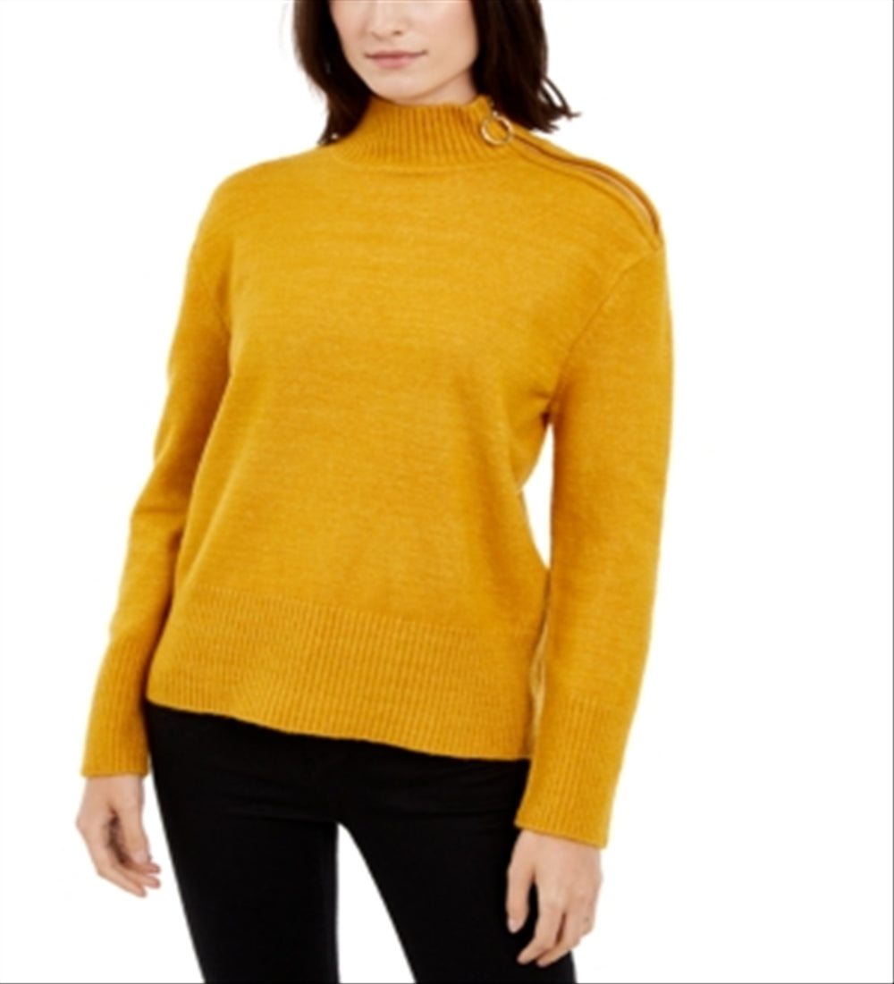 Suéter feminino com zíper lateral INC International Concepts, amarelo, tamanho pequeno