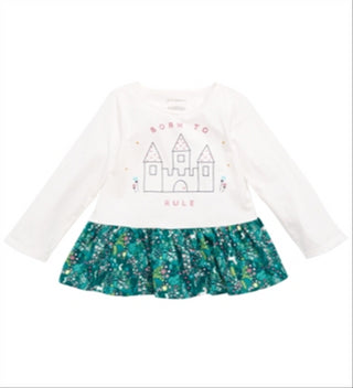 Túnica de algodão com peplum para bebês First Impressions, tamanho 18 meses, branca