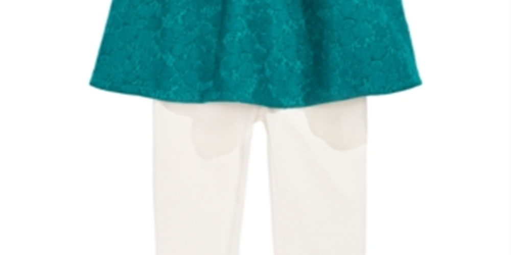 Conjunto de túnica de renda e leggings com babados First Impressions para bebê menina, 2 peças, verde, tamanho 0-3