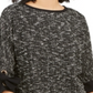 Top feminino Charter Club com manga 3/4 e acabamento em laço, preto, tamanho 2XL