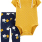Conjunto de 2 peças de body e leggings de algodão Carter's Baby Girl, tamanho amarelo, recém-nascido