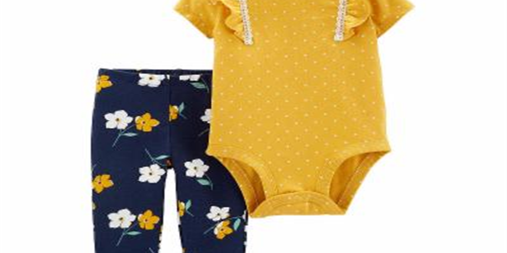 Conjunto de 2 peças de body e leggings de algodão Carter's Baby Girl, tamanho amarelo, recém-nascido