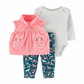 Conjunto de macacão infantil Carter's para meninas, colete plissado de unicórnio, tamanho rosa, recém-nascido