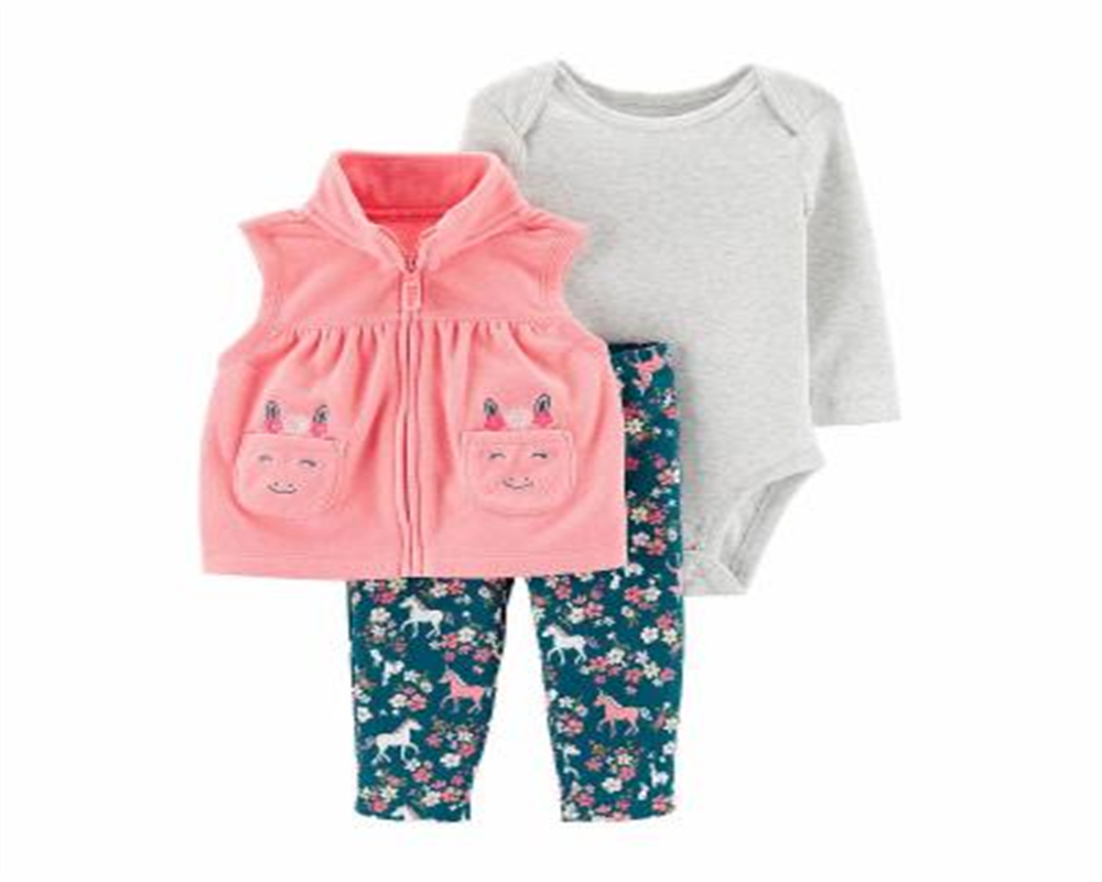 Conjunto de macacão infantil Carter's para meninas, colete plissado de unicórnio, tamanho rosa, recém-nascido