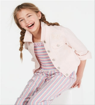 Epic Threads Big Girl's Crochet Trim Denim Jacket Pink Size Medium