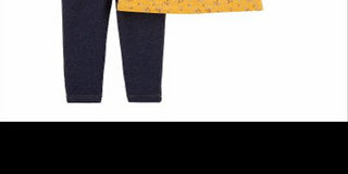 Conjunto Carter's Infantil Feminino 2 Peças Blusa Estampada Floral e Legging Jeans Amarelo Tamanho 2T
