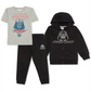 Conjunto de 3 peças de moletom com capuz e calça de moletom Darth Vader Star Wars para meninos, tamanho 6, preto