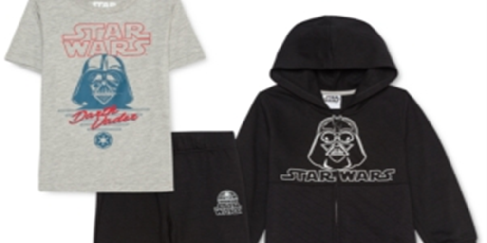 Conjunto de 3 peças de moletom com capuz e calça de moletom Darth Vader Star Wars para meninos, tamanho 6, preto