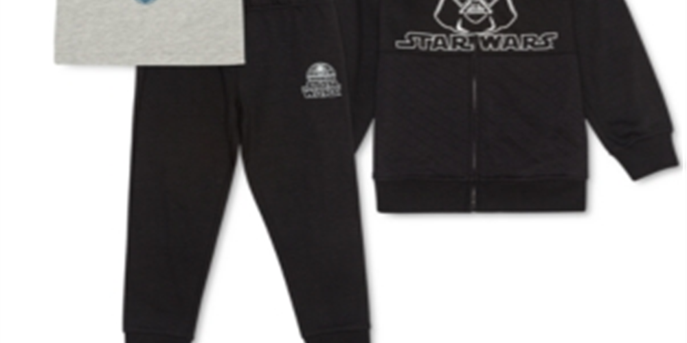 Conjunto de 3 peças de moletom com capuz e calça de moletom Darth Vader Star Wars para meninos, tamanho 6, preto