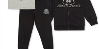 Conjunto de 3 peças de moletom com capuz e calça de moletom Darth Vader Star Wars para meninos, tamanho 6, preto