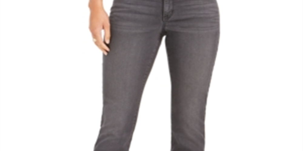 Jeans feminino estilo &amp; co com bolso brilhante e corte bootcut, preto, tamanho 2, pequeno