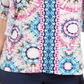 JM Collection Top estampado feminino com tachas, azul, tamanho extragrande
