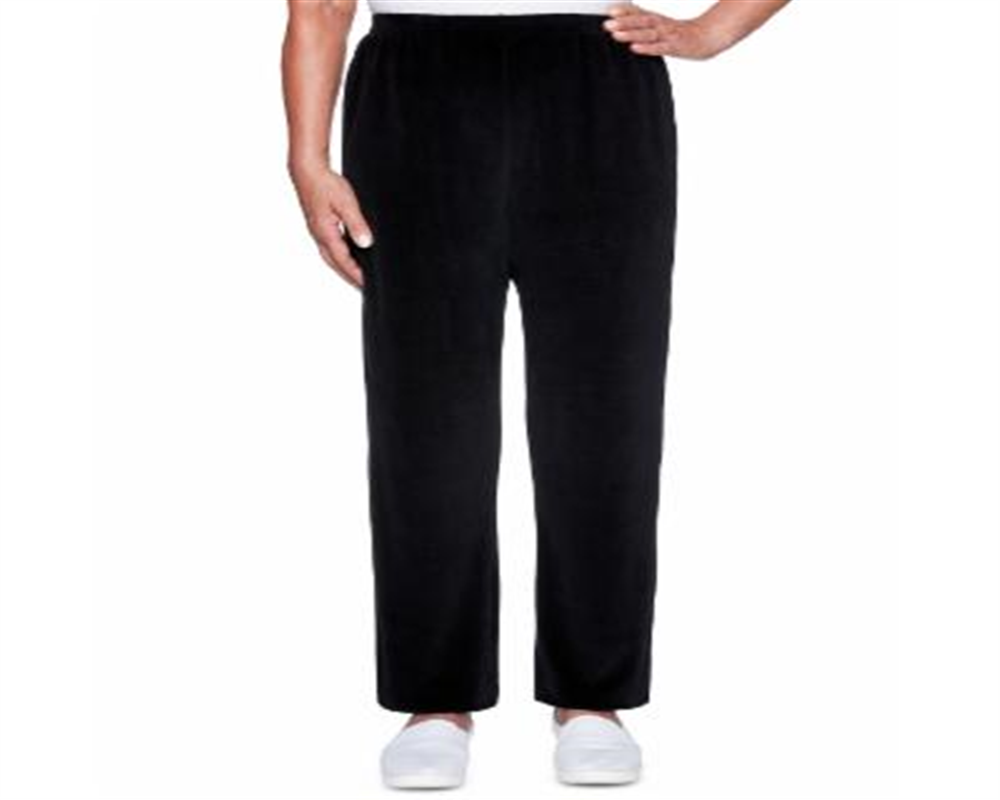 Calça de veludo feminina Alfred Dunner Idea, preta, tamanho pequeno