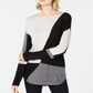 INC International Concepts Blusa túnica feminina de lã colorblock cinza tamanho pequeno pequeno