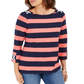 Top listrado feminino Charter Club com acabamento em ilhós, vermelho, tamanho XX-G