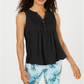 Blusa feminina sem mangas Charter Club Pintuck preta tamanho grande