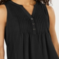 Blusa feminina sem mangas Charter Club Pintuck preta tamanho grande