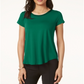 Camiseta Alfani Feminina com Acabamento em Cetim, Cano Alto e Baixo, Verde, Tamanho Pequeno P