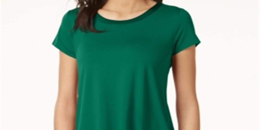Camiseta Alfani Feminina com Acabamento em Cetim, Cano Alto e Baixo, Verde, Tamanho Pequeno P