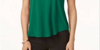 Camiseta Alfani Feminina com Acabamento em Cetim, Cano Alto e Baixo, Verde, Tamanho Pequeno P