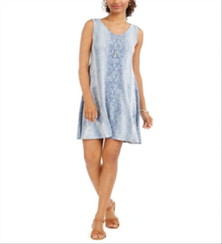 Vestido rodado sem mangas estampado feminino Style &amp; Co, azul, tamanho pequeno