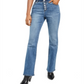 Calça jeans feminina de cintura alta com botões e corte bootcut da INC International Concepts, azul, tamanho 6