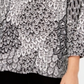 JM Collection Top Feminino Manga 3/4 Estampado Jacquard Preto Tamanho P