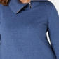 Karen Scott Suéter Feminino de Algodão com Zíper e Gola Azul Tamanho Grande