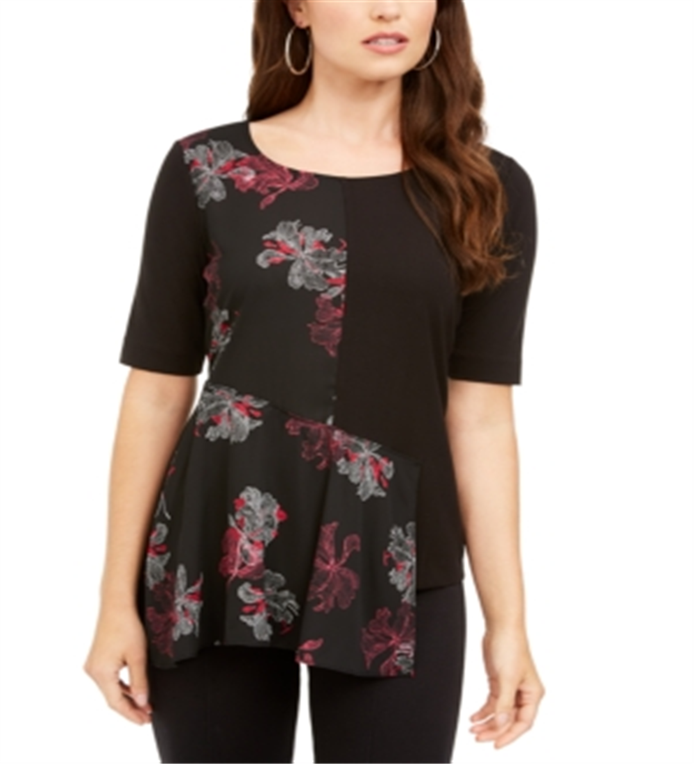 Top cachecol assimétrico feminino Alfani, preto, tamanho grande