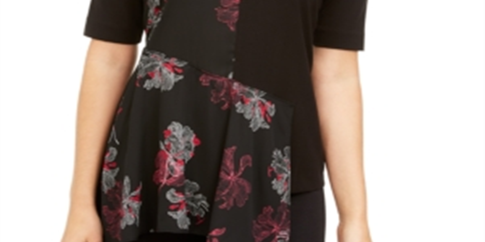 Top cachecol assimétrico feminino Alfani, preto, tamanho grande