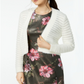 Calvin Klein Cardigan Cropped Feminino Shadow Stripe Branco Tamanho P