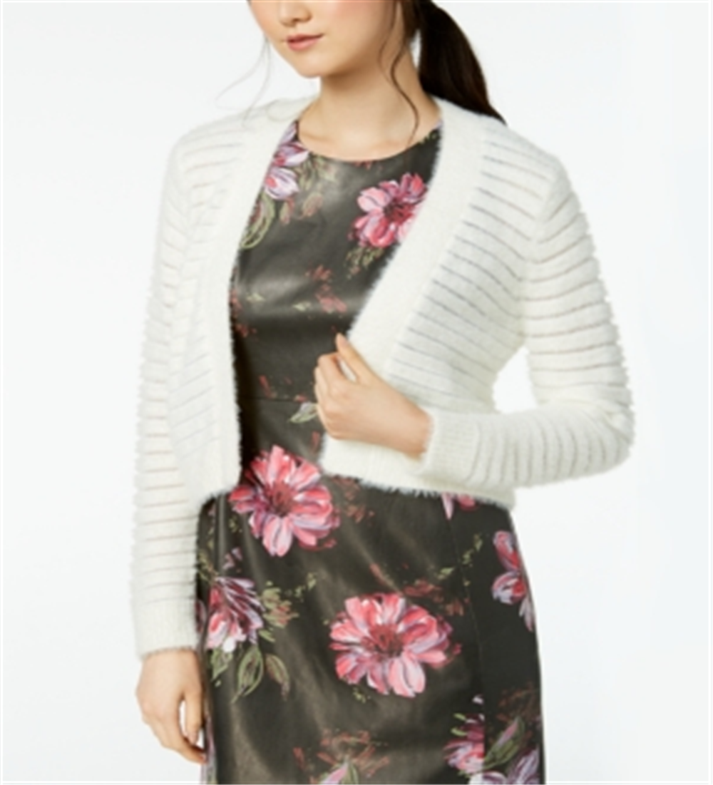 Calvin Klein Cardigan Cropped Feminino Shadow Stripe Branco Tamanho P