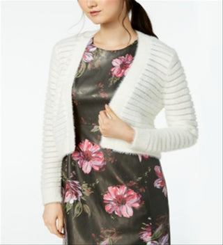 Calvin Klein Cardigan Cropped Feminino Shadow Stripe Branco Tamanho P