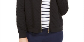 Jaqueta bomber feminina de malha texturizada Charter Club, preta, tamanho GG