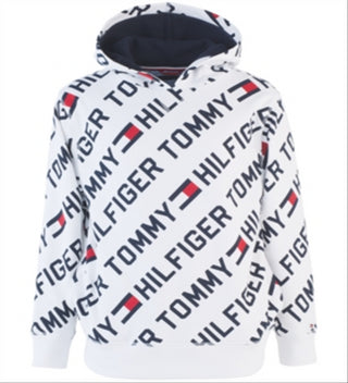 Tommy Hilfiger Big Boy's Jayden Fleece Hoodie com logotipo, branco, tamanho P