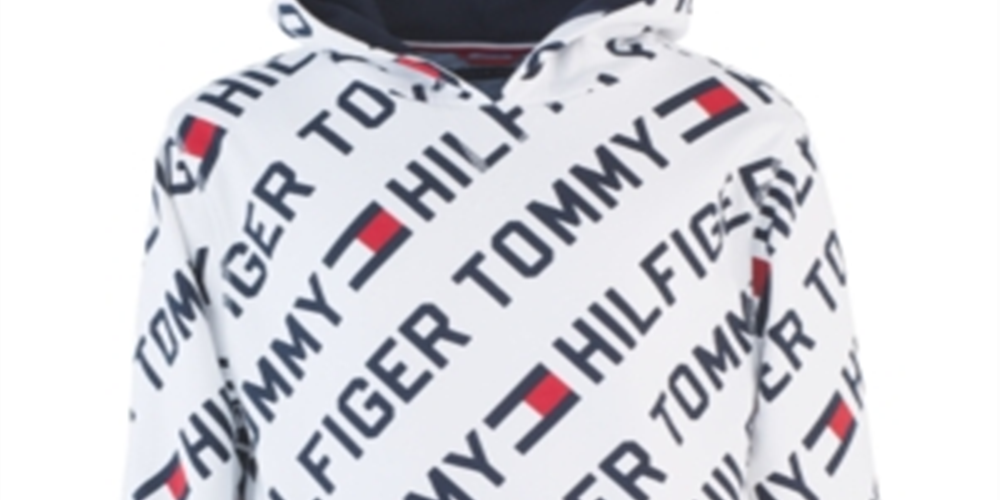 Tommy Hilfiger Big Boy's Jayden Fleece Hoodie com logotipo, branco, tamanho P