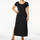 Vestido longo feminino com decote redondo, preto, tamanho pequeno, da Style &amp; Co
